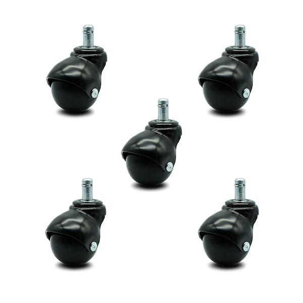 2 Inch Gloss Black Hooded Grip Ring Ball Casters, 5PK